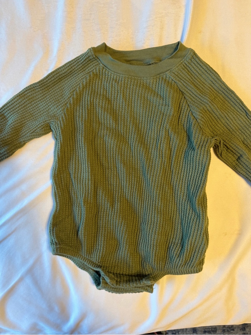 Old Navy Olive Green Waffle Long-Sleeve Top